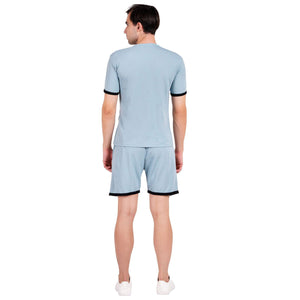 NAUTICON Men Round Neck t-Shirt and Shorts Co-Ord Set Sea Green - NAUTICON