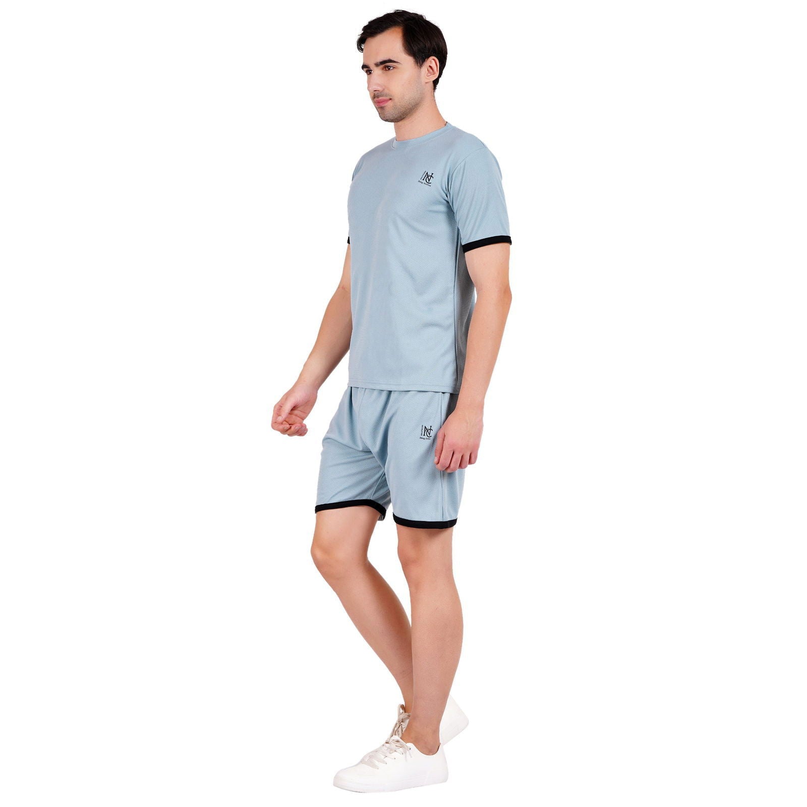 NAUTICON Men Round Neck t-Shirt and Shorts Co-Ord Set Sea Green - NAUTICON