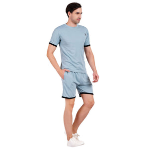 NAUTICON Men Round Neck t-Shirt and Shorts Co-Ord Set Sea Green - NAUTICON