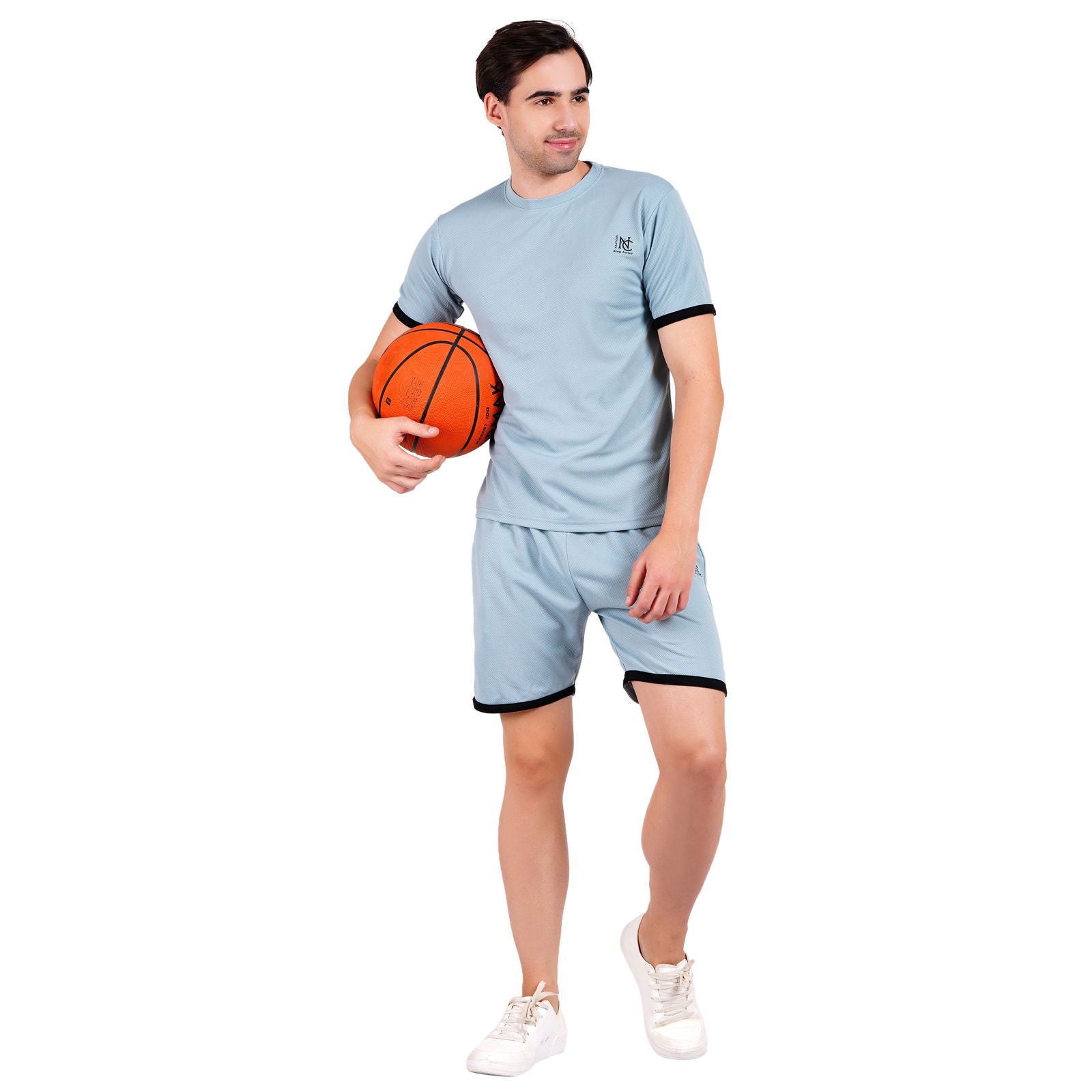NAUTICON Men Round Neck t-Shirt and Shorts Co-Ord Set Sea Green - NAUTICON