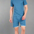 NAUTICON Men Round Neck t-Shirt and Shorts Co-Ord Set Teal Blue - NAUTICON