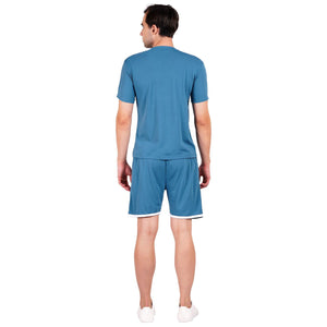 NAUTICON Men Round Neck t-Shirt and Shorts Co-Ord Set Teal Blue - NAUTICON