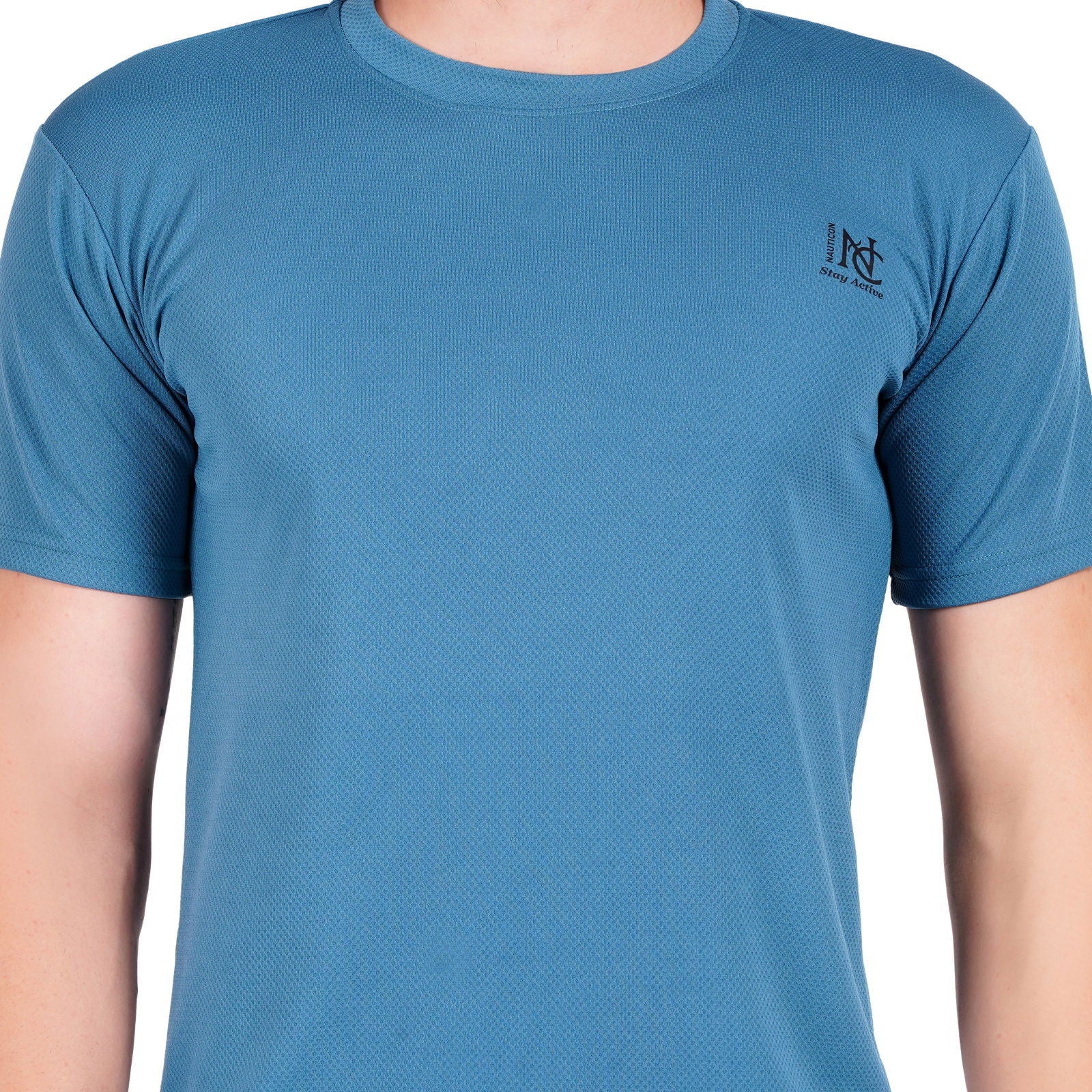 NAUTICON Men Round Neck t-Shirt and Shorts Co-Ord Set Teal Blue - NAUTICON