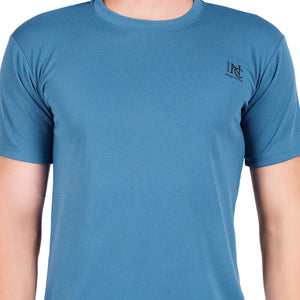 NAUTICON Men Round Neck t-Shirt and Shorts Co-Ord Set Teal Blue - NAUTICON