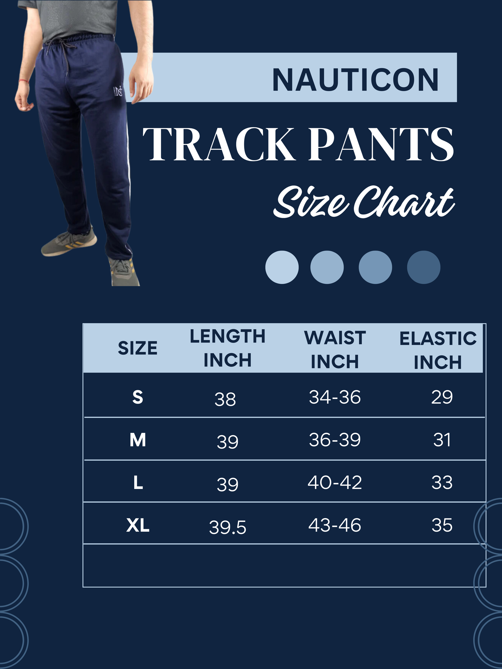 NAUTICON Men's Active EASE Track Pants/ Blue - NAUTICON WEARABLES