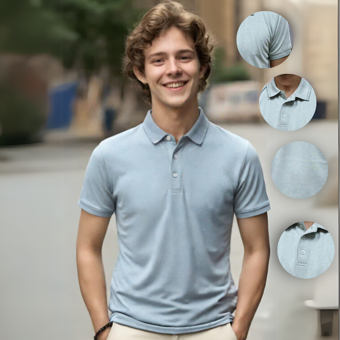 NAUTICON PISTA GREEN POLO T-SHIRT FOR MEN  MELANGE - NAUTICON