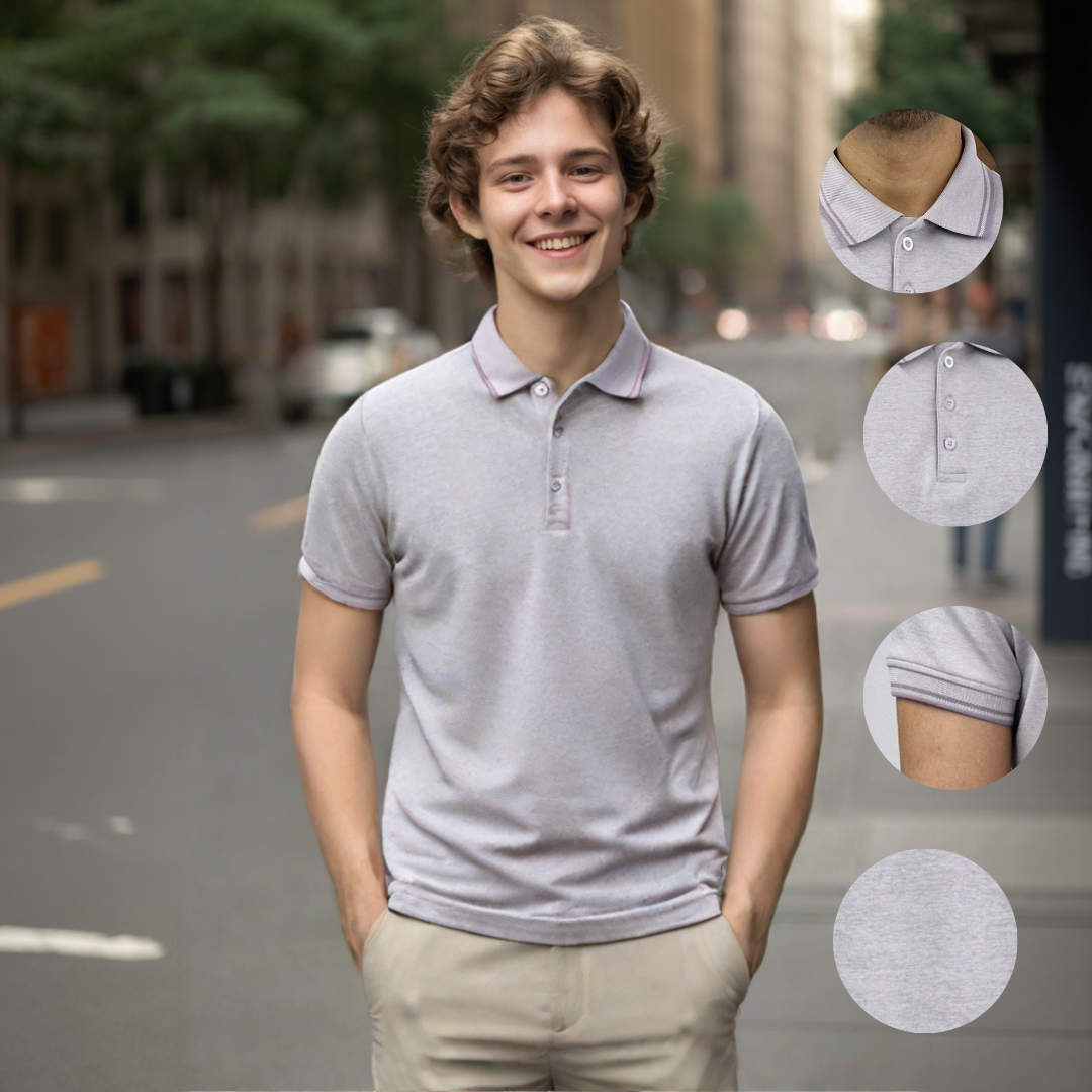 NAUTICON POLO T-SHIRT FOR MEN MAUVE MELANGE - NAUTICON