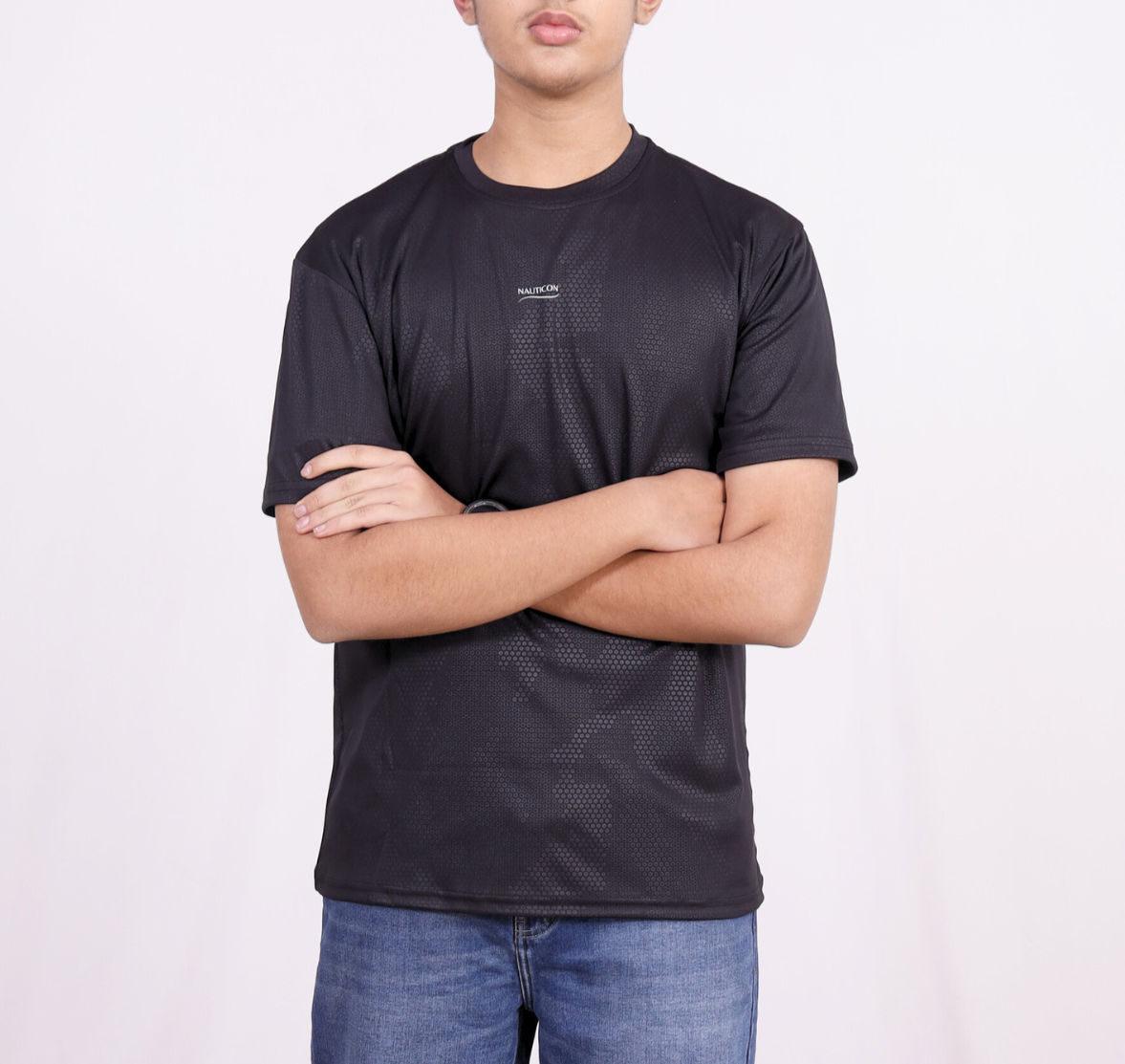 NAUTICON Premium Polyester Crew Neck Black Dotted - NAUTICON WEARABLES
