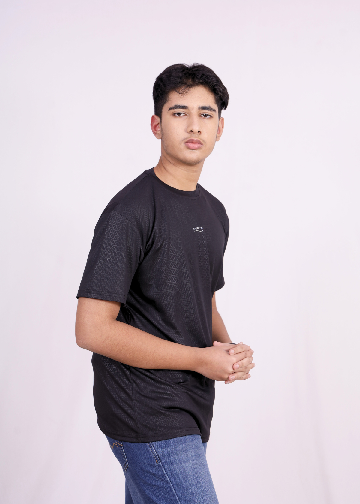 NAUTICON Premium Polyester Crew Neck Black Dotted - NAUTICON WEARABLES