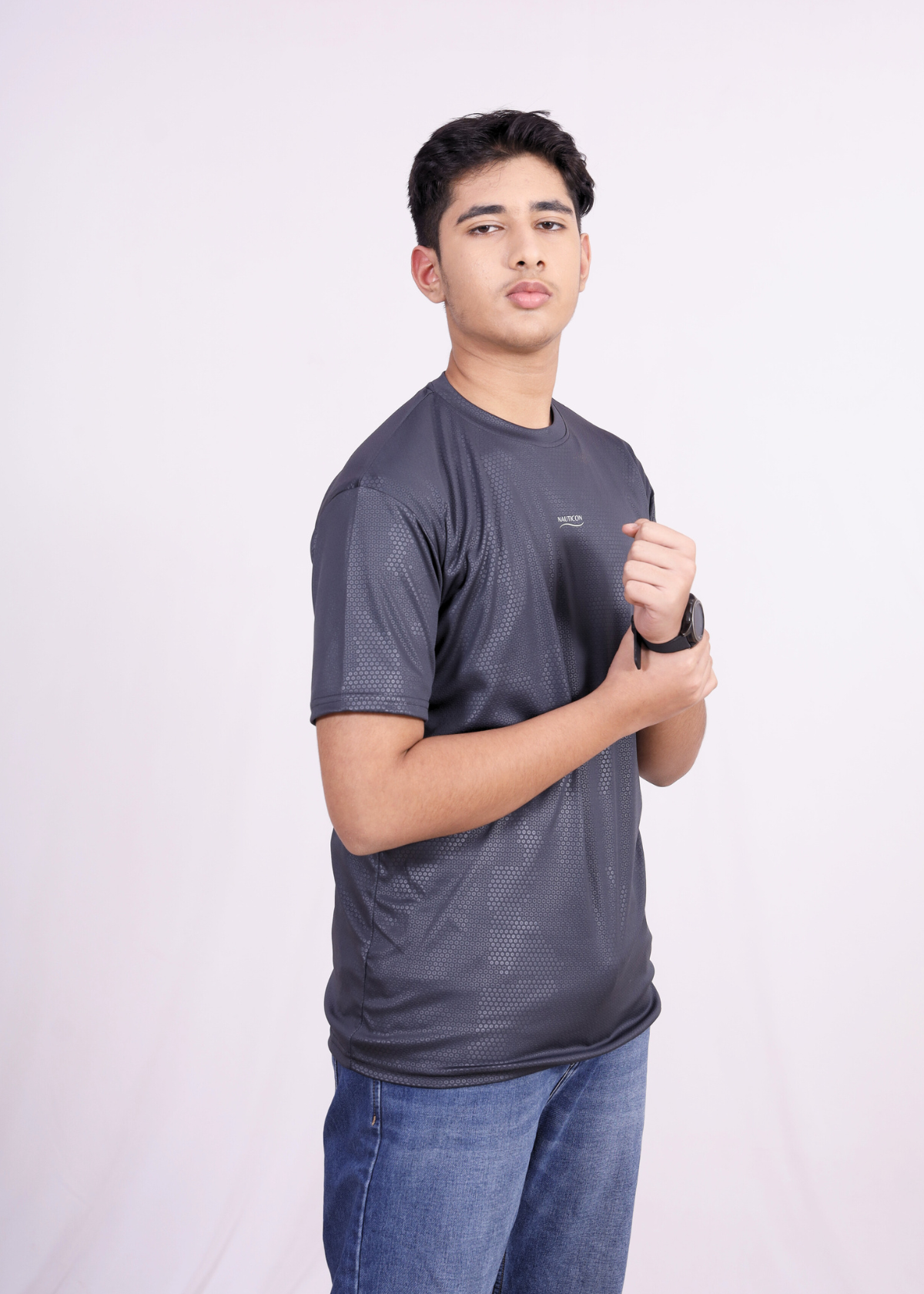 NAUTICON Premium Polyester Crew Neck Grey Dotted - NAUTICON WEARABLES