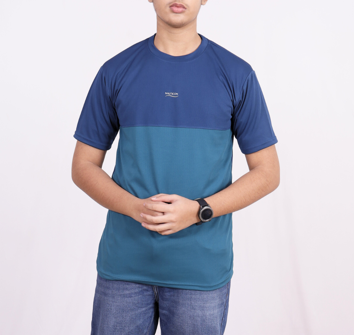 NAUTICON Premium Polyester Crew Neck T-Shirt Blue & Teal Green - NAUTICON WEARABLES