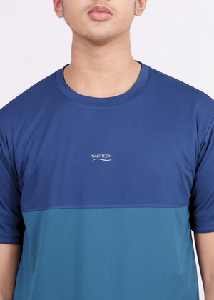 NAUTICON Premium Polyester Crew Neck T-Shirt Blue & Teal Green - NAUTICON WEARABLES