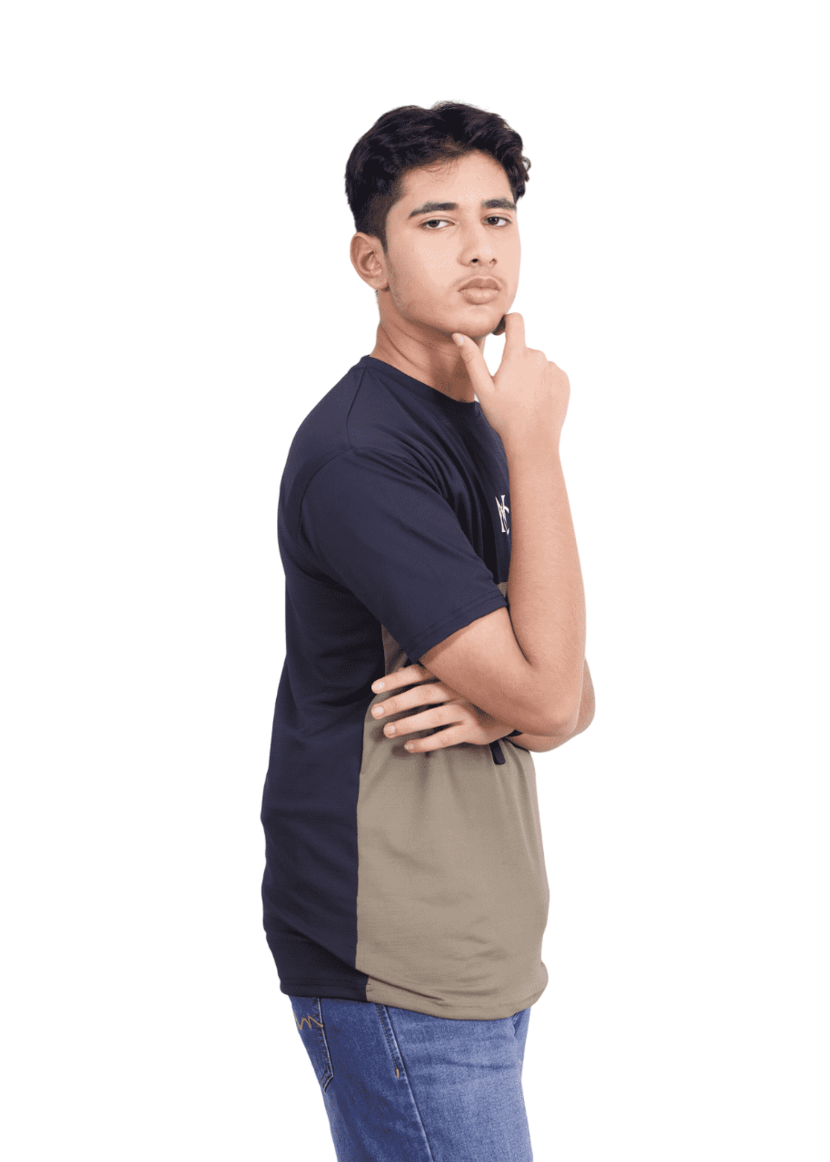 NAUTICON Premium Polyester Crew Neck T-Shirt Navy & Olive - NAUTICON WEARABLES