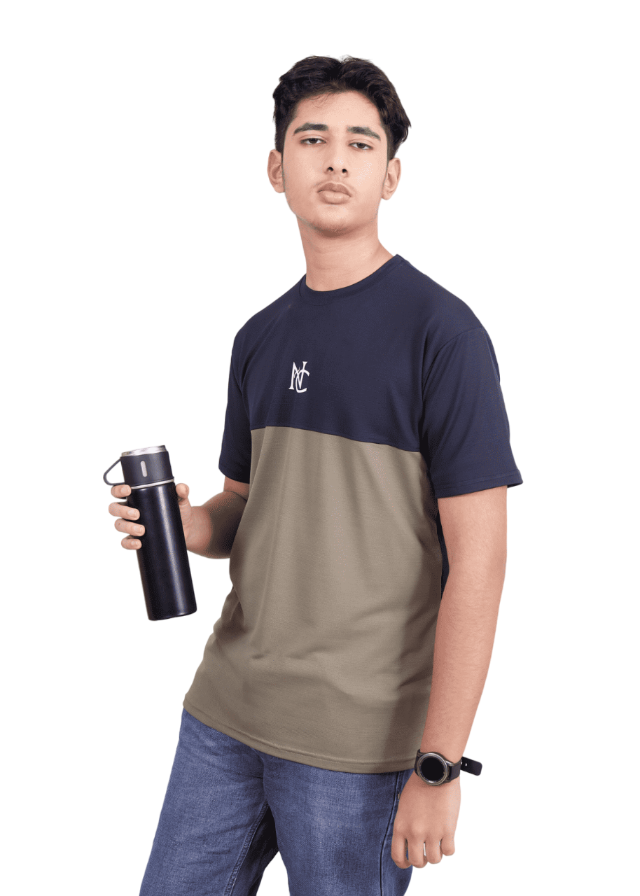 NAUTICON Premium Polyester Crew Neck T-Shirt Navy & Olive - NAUTICON WEARABLES