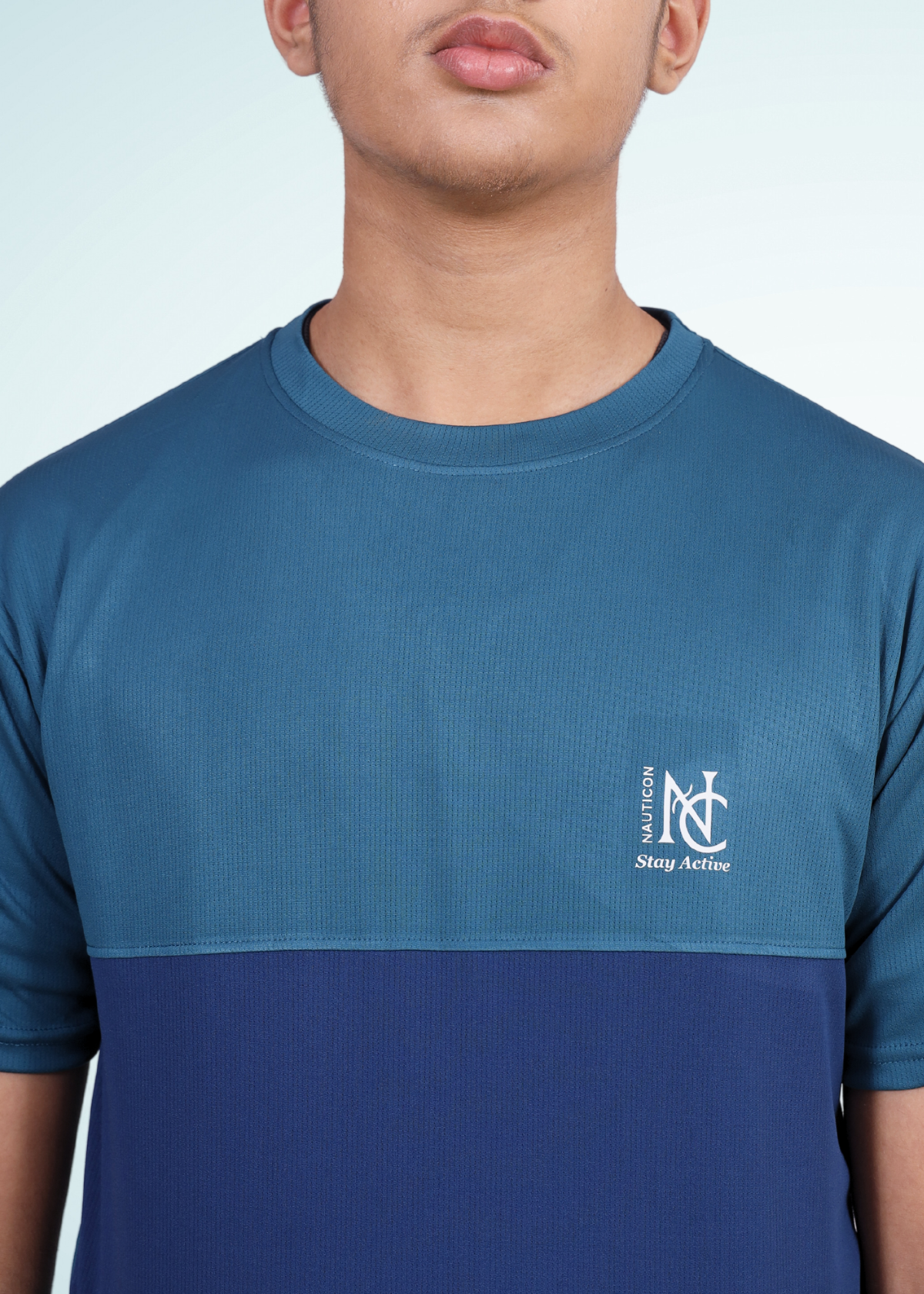 NAUTICON Premium Polyester Crew Neck T-shirt Teal Green & Blue - NAUTICON WEARABLES