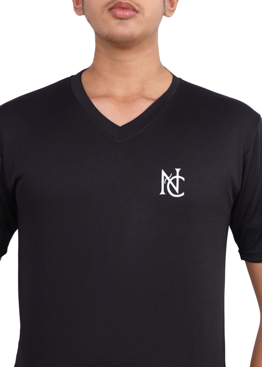NAUTICON Premium Polyester V- Neck Black - NAUTICON