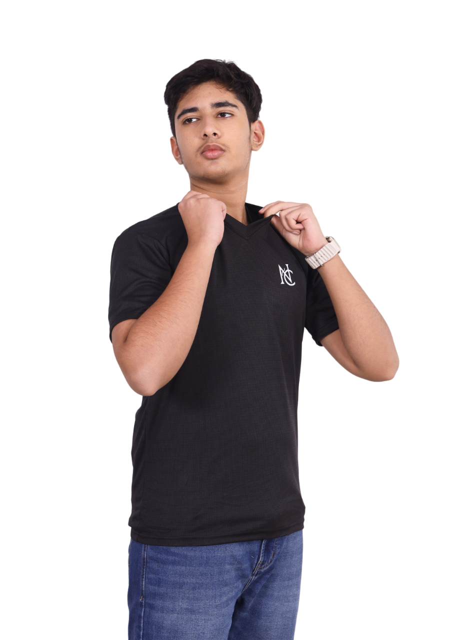 NAUTICON Premium Polyester V- Neck Black - NAUTICON