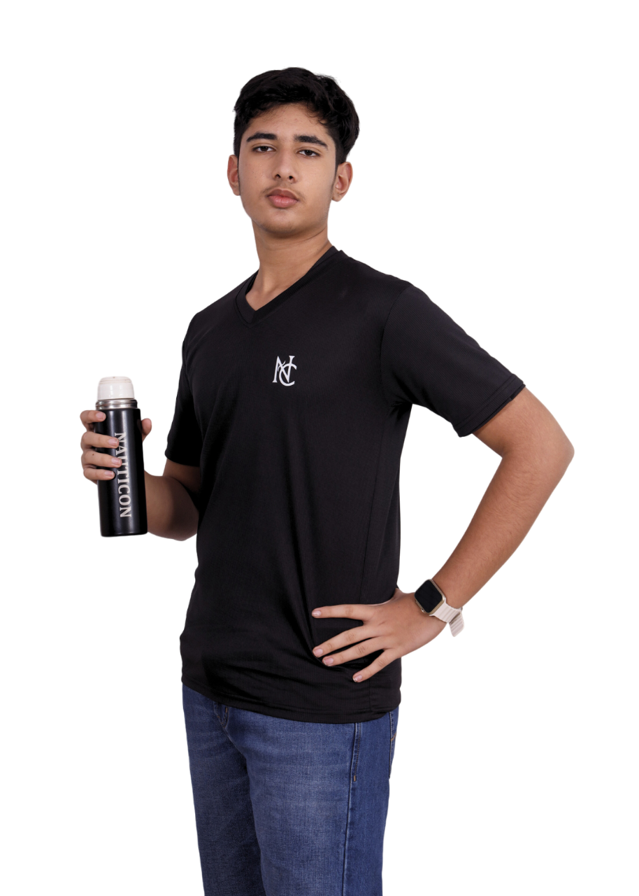 NAUTICON Premium Polyester V- Neck Black - NAUTICON WEARABLES