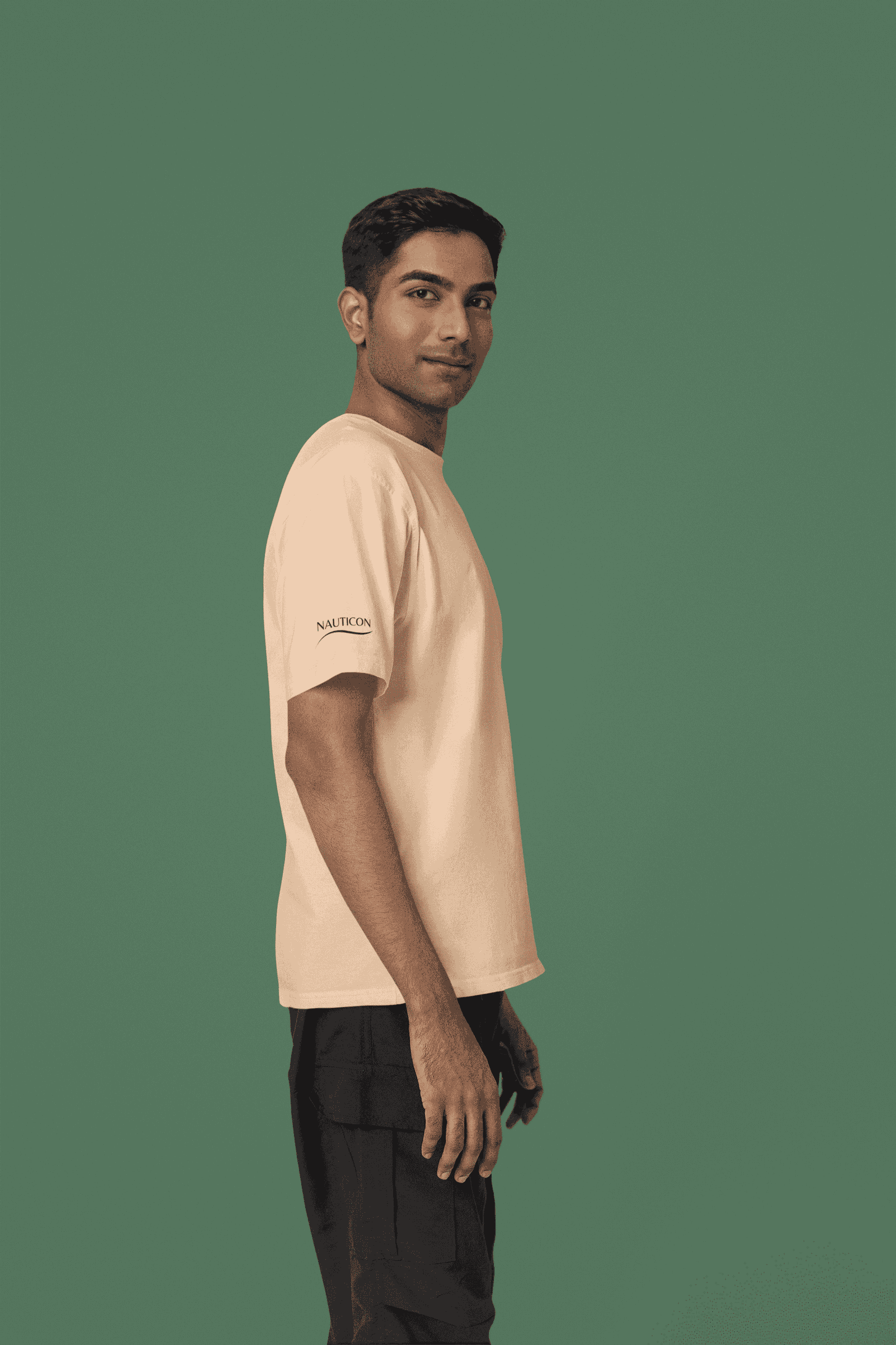 Nauticon Dark Printed Men’s Regular Cotton T-Shirt /Beige - NAUTICON WEARABLES