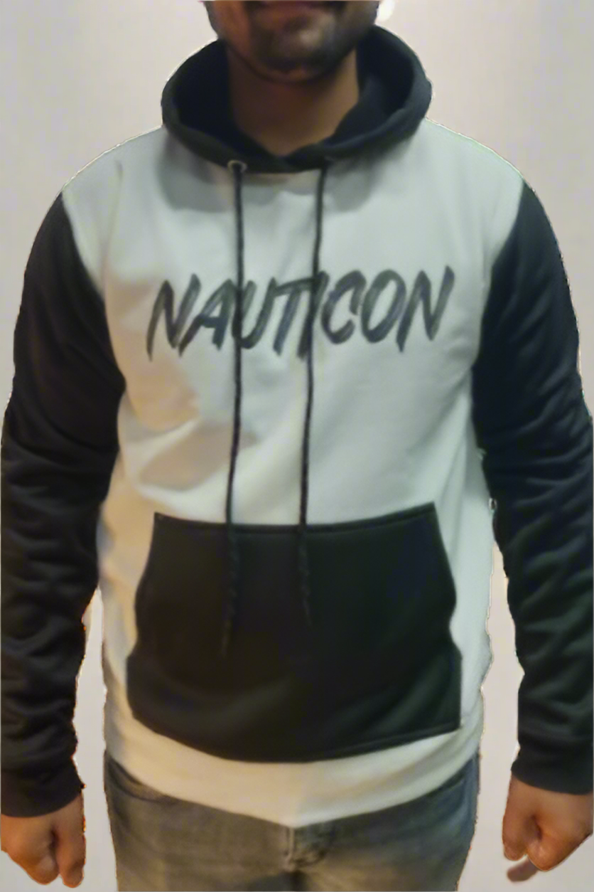 Nauticon Latest Hoodie for men White With Black - NAUTICON