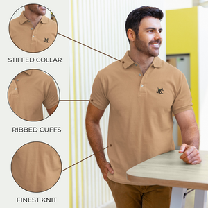Nauticon Men’s Active & Casual Wear Solid Plain Cotton Polo T-Shirts/Beige - NAUTICON WEARABLES