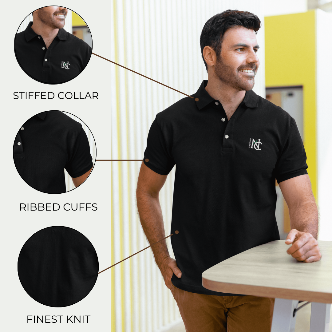 Nauticon Men’s Active & Casual Wear Solid Plain Cotton Polo T-Shirts/Black - NAUTICON WEARABLES