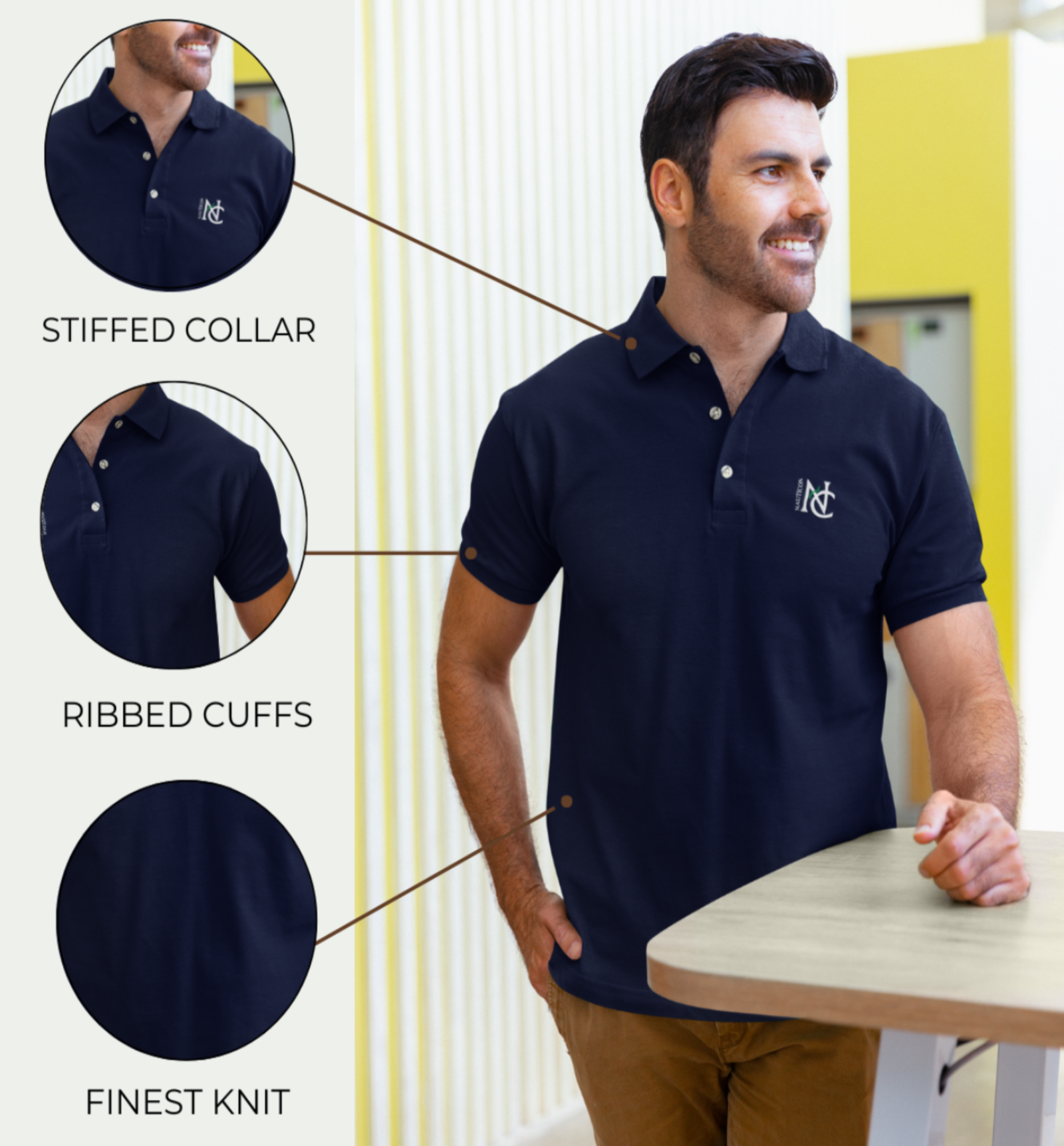 Nauticon Men’s Active & Casual Wear Solid Plain Cotton Polo T-Shirts/Navy Blue - NAUTICON WEARABLES