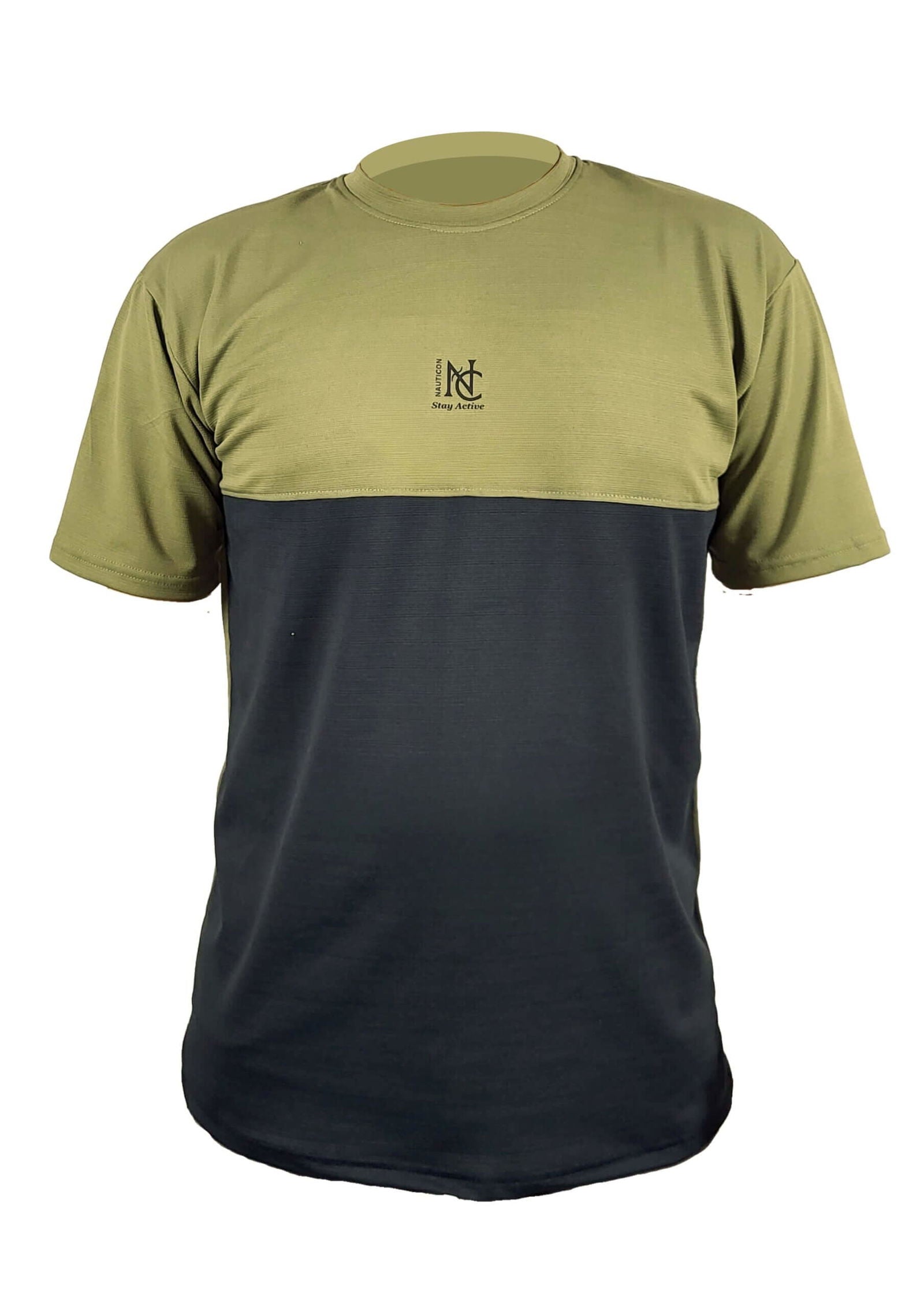 Nauticon Men's Polyester Crew Neck Tees/T-Shirts Olive & Navy Blue - NAUTICON WEARABLES