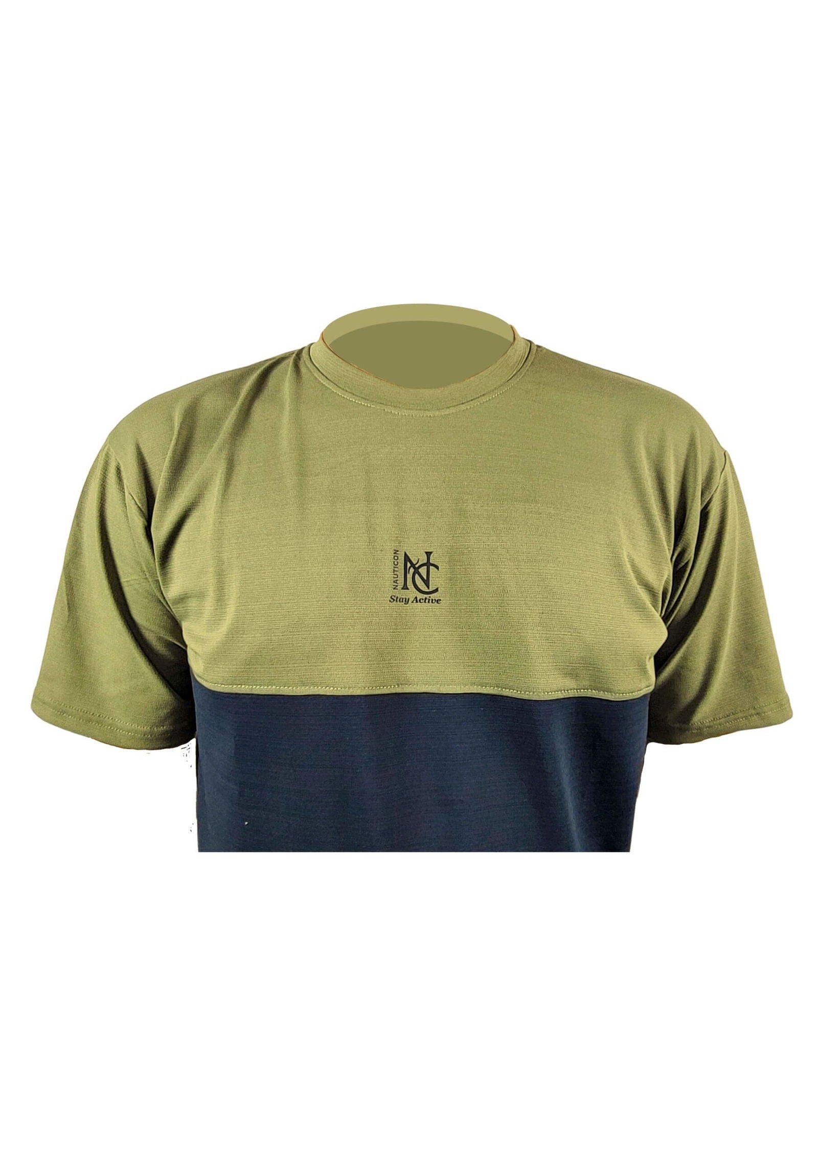 Nauticon Men's Polyester Crew Neck Tees/T-Shirts Olive & Navy Blue - NAUTICON WEARABLES