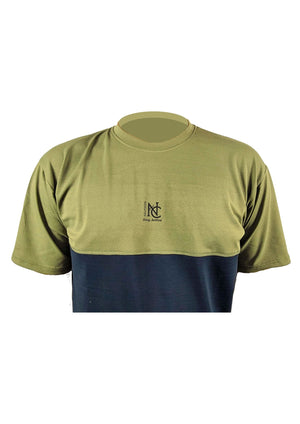 Nauticon Men's Polyester Crew Neck Tees/T-Shirts Olive & Navy Blue - NAUTICON WEARABLES