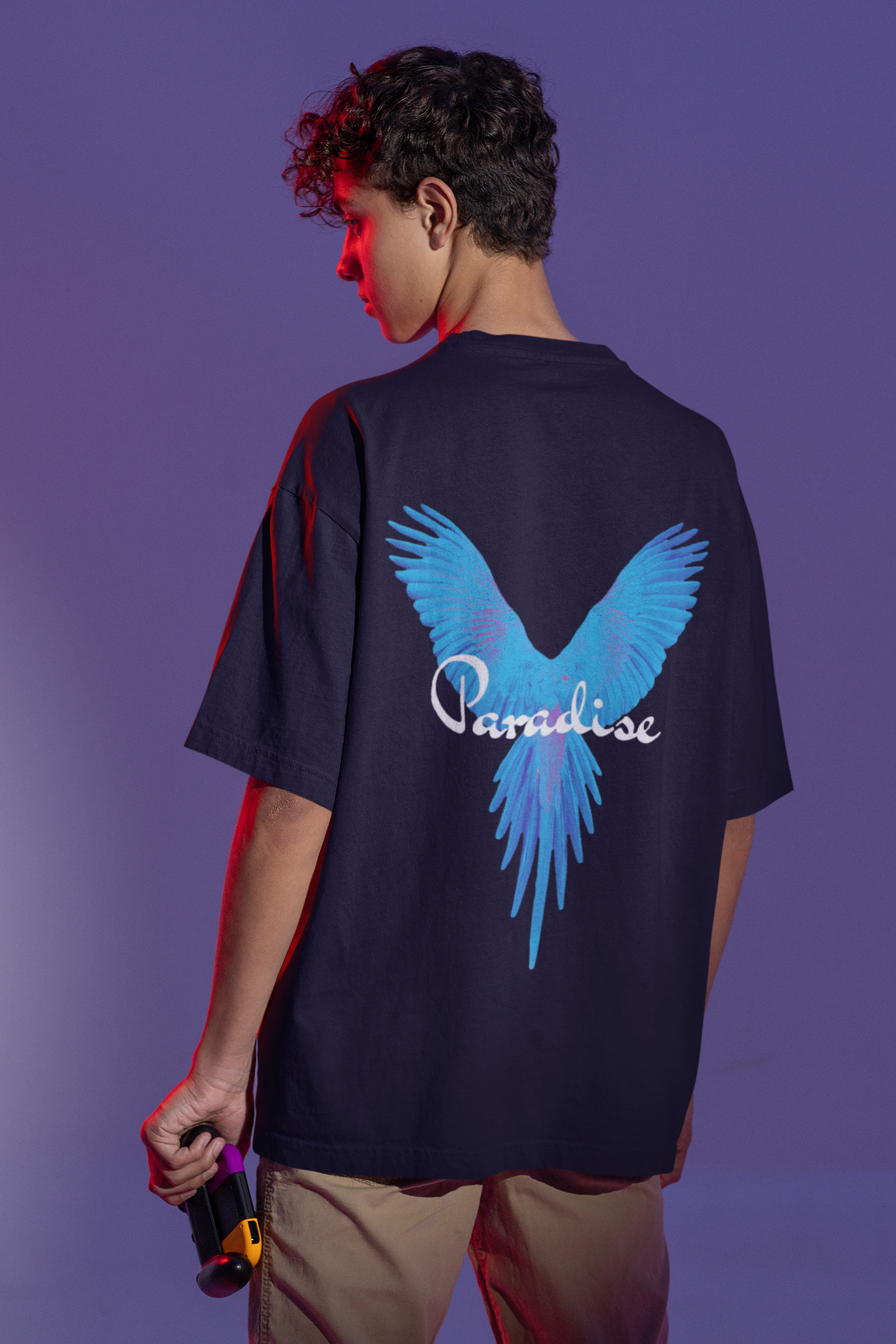 Nauticon Paradise Printed Men’s Oversize Cotton T-Shirt /Navy Blue - NAUTICON WEARABLES