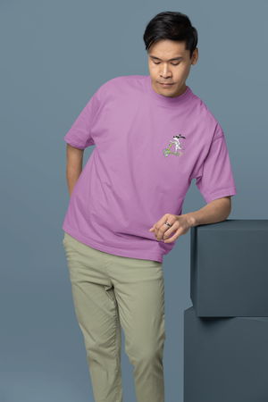 Nauticon Scooter Printed Men’s Oversize Cotton T-Shirt /Lavender - NAUTICON WEARABLES