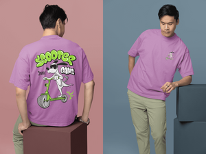 Nauticon Scooter Printed Men’s Oversize Cotton T-Shirt /Lavender - NAUTICON WEARABLES