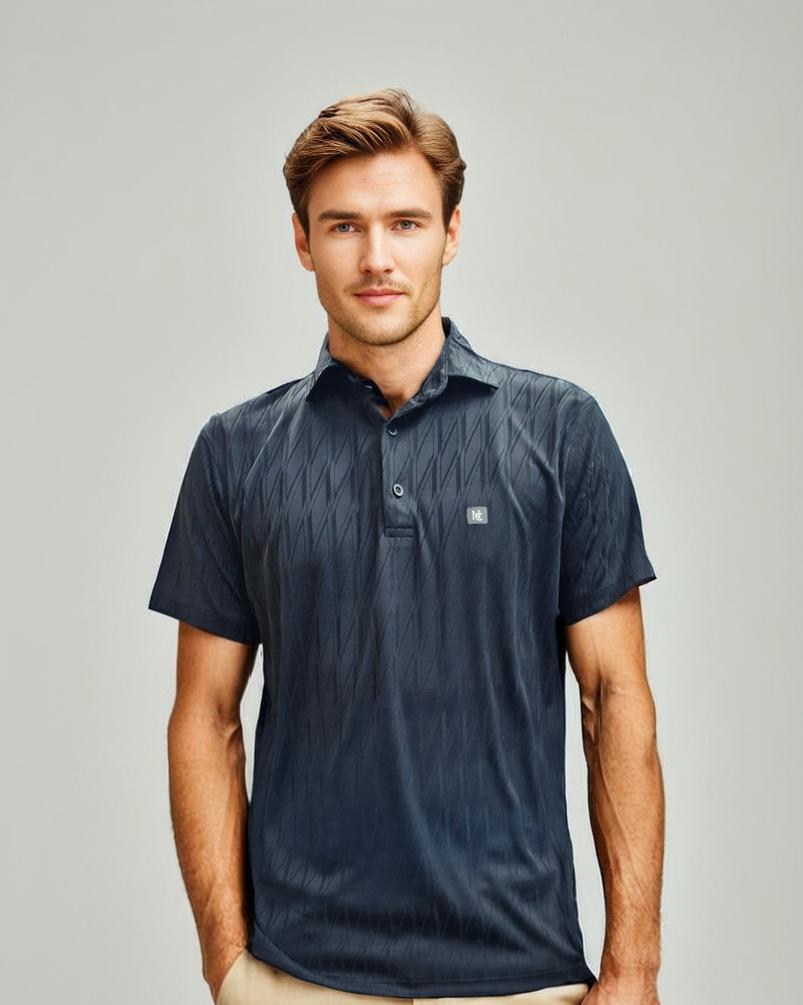 Nauticon Summer Blade Jacquard Polo T-Shirt for Men Black - NAUTICON