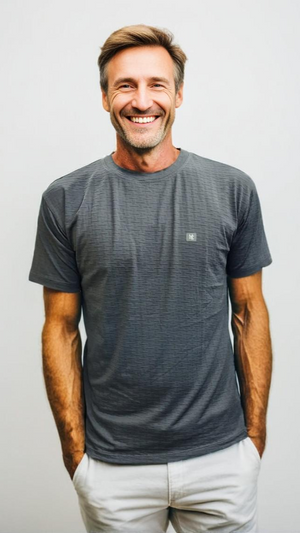 Nauticon Summer Jacquard Crew Neck T-Shirt For Men 100 Poly/Plus Grey - NAUTICON