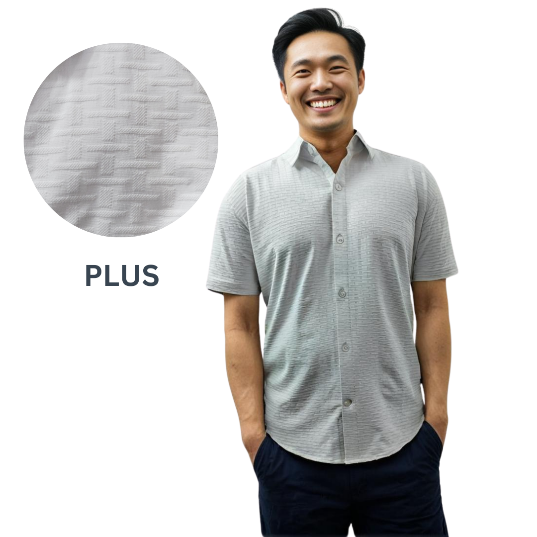 Nauticon Summer Jacquard Shirt for Men WHITE Plus - NAUTICON