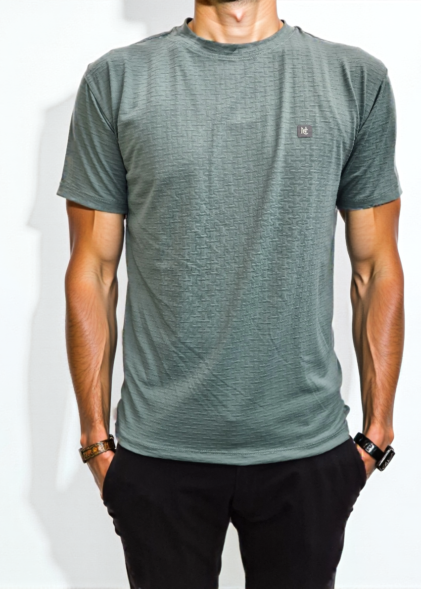 Nauticon Summer Plus Jacquard Crew Neck T-Shirt For Men 100 Poly/Pista-M - NAUTICON