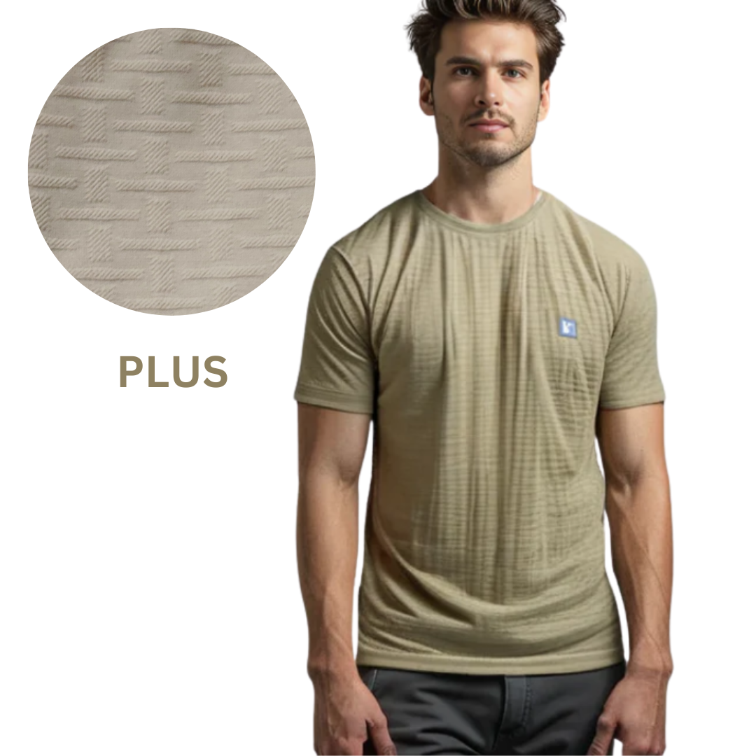 Nauticon Summer Plus Jacquard Crew Neck T-Shirt For Men 100 Poly/Tan - NAUTICON