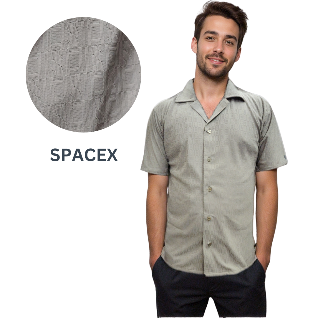 Nauticon Summer Spacex Jacquard Shirt For Men 100 Poly/Spacex Tan - NAUTICON