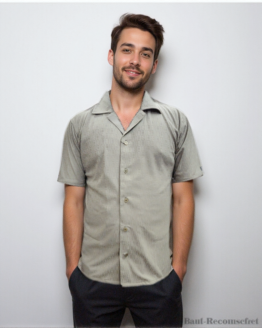 Nauticon Summer Spacex Jacquard Shirt For Men 100 Poly/Spacex Tan - NAUTICON