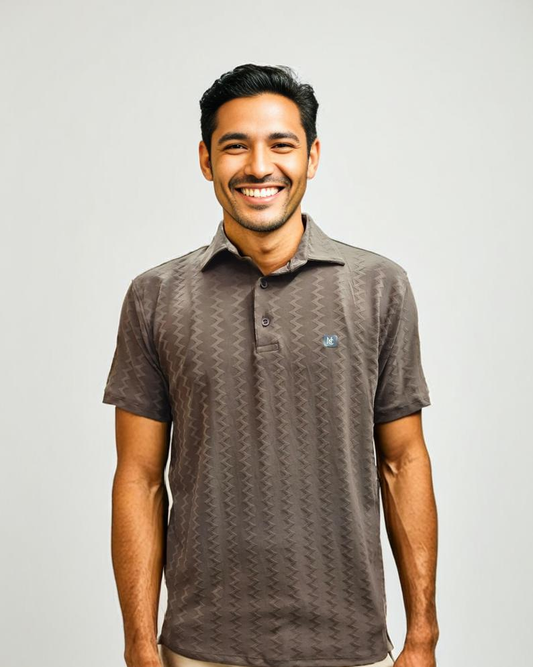 Nauticon Summer Saw Jacquard Polo T-Shirt for Men – Sandstone