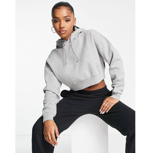 Women Crop Hoodies for Winter Grey Solid