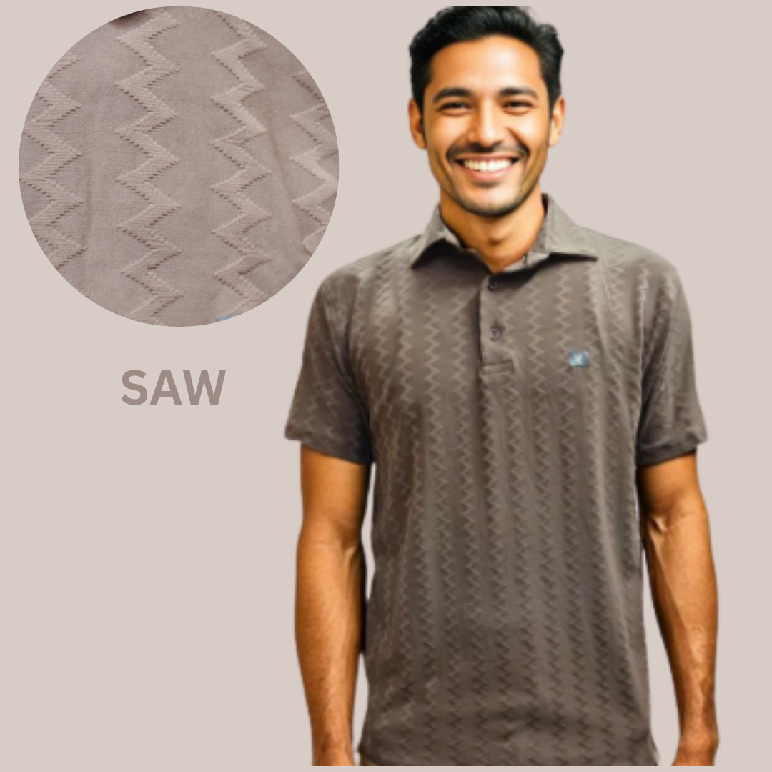 Nauticon Summer Saw Jacquard Polo T-Shirt for Men – Sandstone