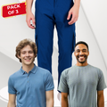 Nauticon Men's Fresh Casual Set: Denim Melange Polo + Light Grey Jacquard Crew Neck + Teal Blue Cargo Pants