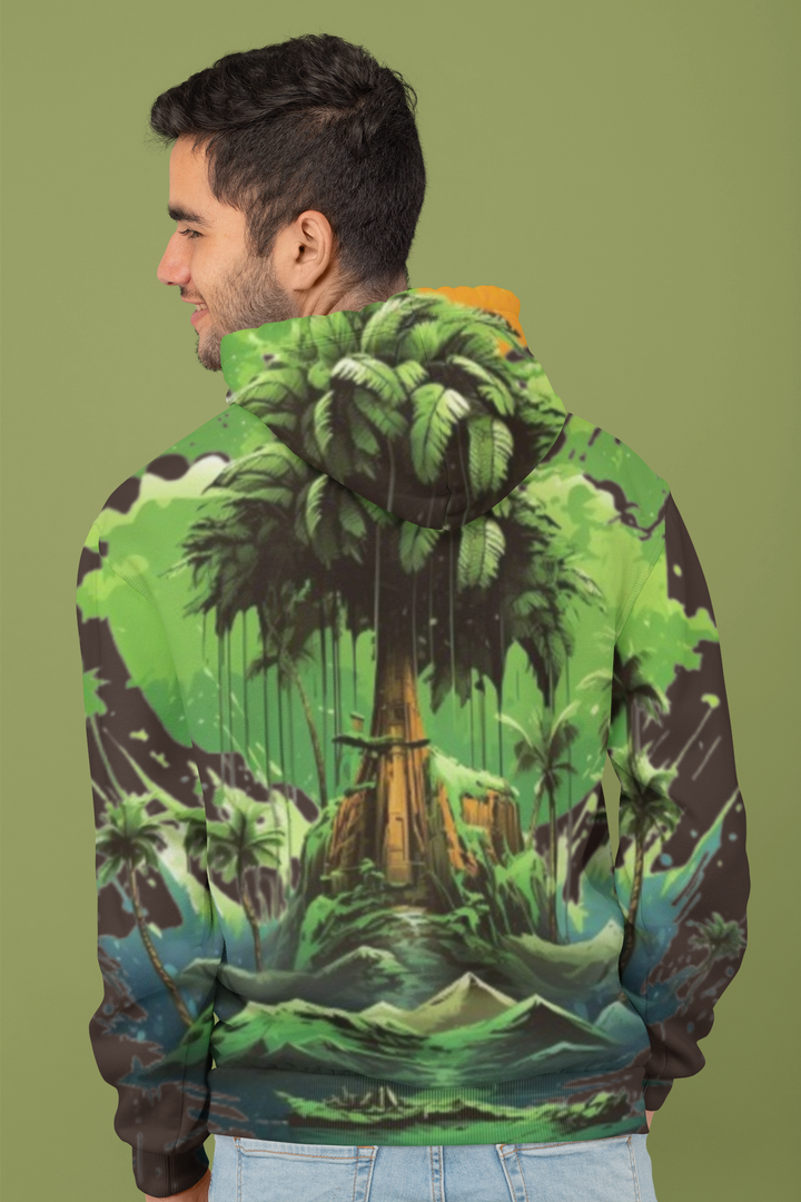 Men's Custom Hoodie POD Full Print Design Forest (Front/Back) Twilight Navy