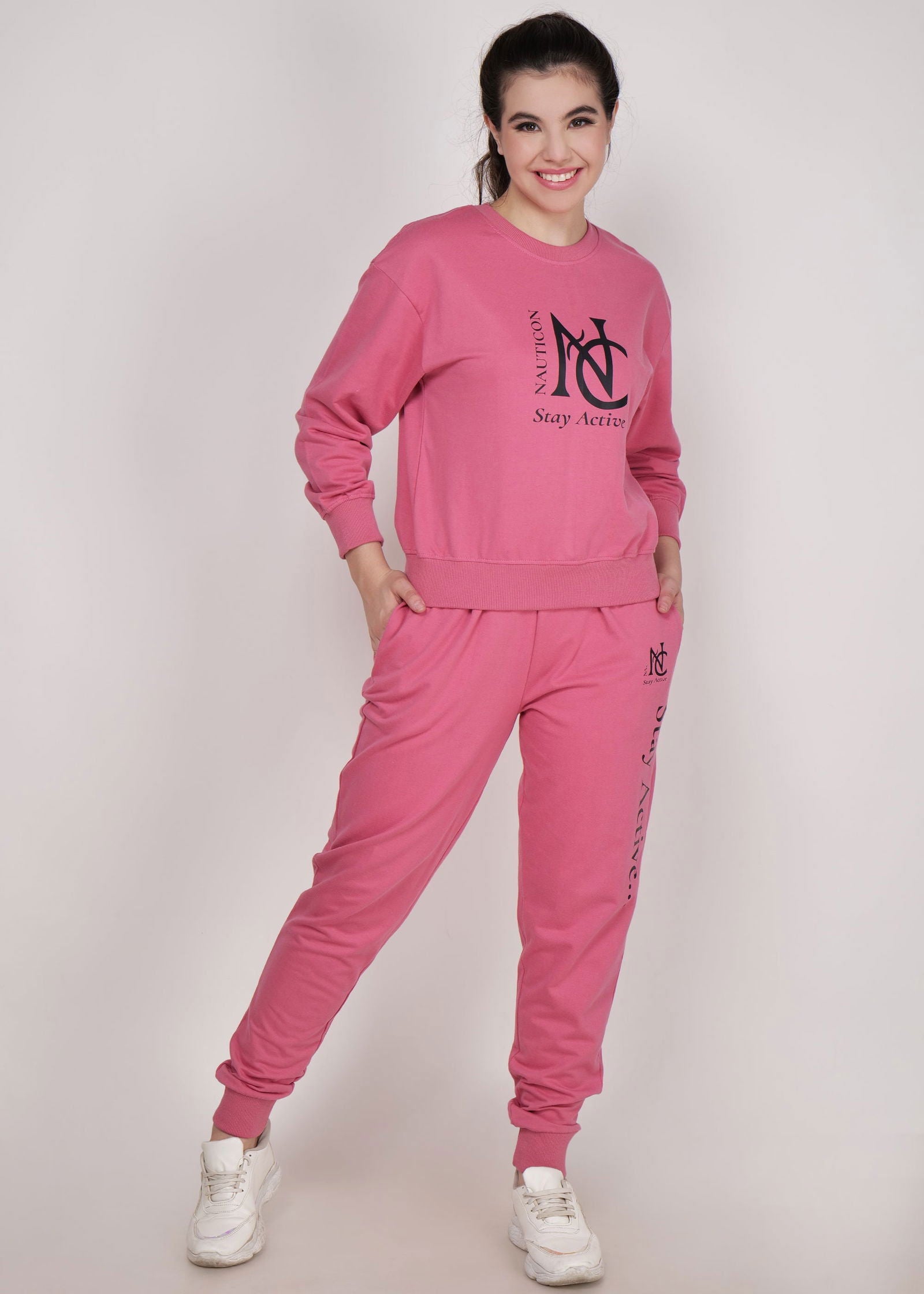 WOMEN WINTER WEAR CO-ORD SET MATTE PINK - NAUTICON