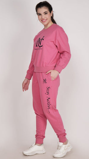 WOMEN WINTER WEAR CO-ORD SET MATTE PINK - NAUTICON