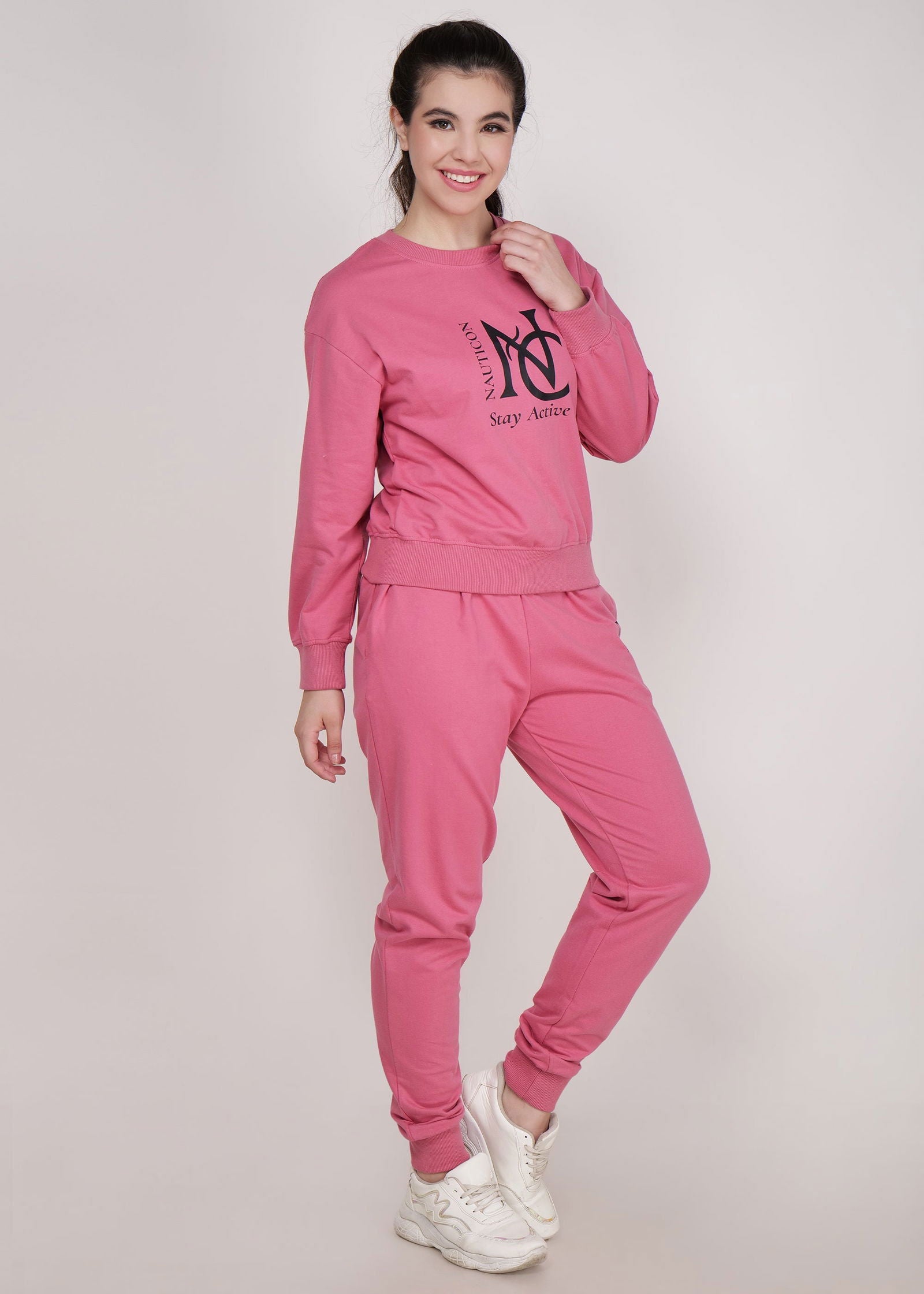 WOMEN WINTER WEAR CO-ORD SET MATTE PINK - NAUTICON