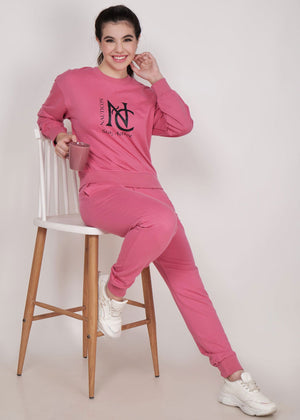 WOMEN WINTER WEAR CO-ORD SET MATTE PINK - NAUTICON