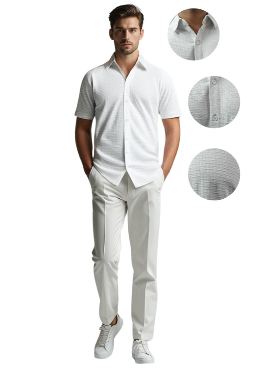 Nauticon Summer Jacquard Shirt for Men WHITE